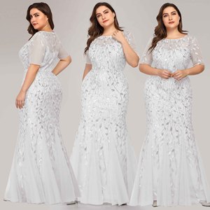 New Arrived High Quality Plus <strong>Size</strong> <strong>Sequin</strong> Mesh Fishtail Slim Banquet Host Evening Party Prom <strong>Dresses</strong> for Women - Product Image 4