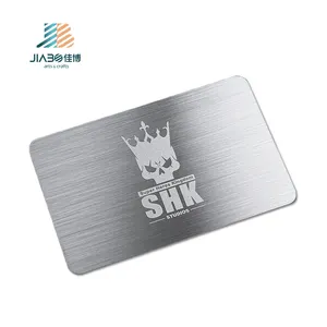 Jiabo Customized Cheap Black Sliver Metal Credit Bank Card Size Vip Member Laser Engraving Metal Business Cards