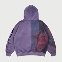 Sudadera con capucha y cremallera para hombre, estilo streetwear, con estampado de retrato y figura, colorblock, con perforaciones láser, degradado, corte holgado, manga larga, personalizada