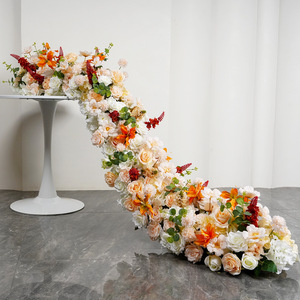 Entrepôt UE US rose Design simple Piste de mariage Route rangée de fleurs décorées Rangées de rayures de mariage avec des couleurs différentes - Product Image 1