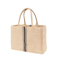 Bolso de mano de mercado de yute para el hogar a la moda con asa duradera Bolsas De Yute Con parte inferior reforzada bolsillo Interior Abaca bolso de mano con cremallera