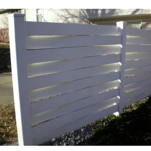 Valla <span class=keywords><strong>de</strong></span> PVC Blanca para Exteriores, Semi-Privada, con Diseño <span class=keywords><strong>de</strong></span> Mimbre - Product Image 4