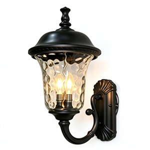 Matte Black Classic American <b>Outdoor</b> Garden Wall <b>Light</b> Waterproof E26/E27 IP65 LED Wall <b>Light</b> Warm <b>White</b> <b>Light</b> 5-year Warranty - Product Image 1