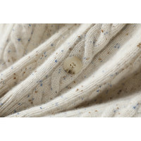 Kardigan Sweater Wanita Motif Bunga dengan Kerah Bulat, Rajutan Kabel Vintage Musim Semi yang Menarik Perhatian, Tebal, 100% Kasmir, Lengan Panjang