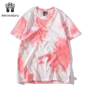 Streetstyle Puur Katoenen Tie Dye Korte Mouwen Oversized 180 Gram 100% Katoenen Zwarte T-Shirts Multi Color