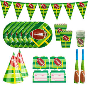 Vaisselle jetable sur le thème du rugby et du football, assiettes en forme de but de football, pour l'<span class=keywords><strong>anniversaire</strong></span> des garçons, les fêtes et les événements. - Product Image 4
