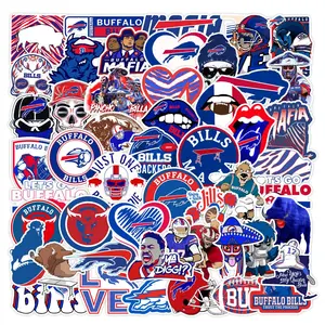 מכירה חמה 50pcs באפלו עמיד למים pvc מדבקות קריקטורות תוססים nflצוותים קסדה דיוטי סמל קבוצת כדורגל ויניל - Product Image 1