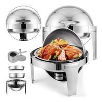 Réchaud de Luxe Électrique Doré pour Buffet Hôtelier, Chauffe-Plat Chafing Dish de Service pour Traiteur
