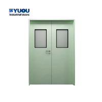 Puerta Doble Batiente para Sala Limpia Certificada GMP de Acero Galvanizado con Panel Sándwich PU para Hospital