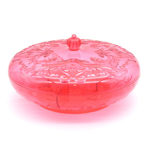 Candy <b>Box</b> <b>Round</b> Plastic 1-3L Dustproof Rotating With Compartment For Wedding Home Use Eco-Friendly Pink Red Yellow Gray - Product Image 1