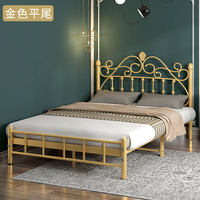 Lit en Fer Forgé de Luxe Léger, Style Européen Simple et Moderne, Lit de Princesse pour Enfants Filles, Simple et Double, 1,5 et 1,8 Mètres