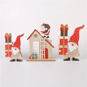 Christmas Wooden Mini Santa Claus Table Decoration Tree Christmas Decoration Supplies