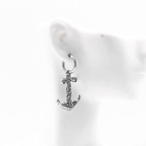 Pendientes de aro para hombre, de acero inoxidable 316L, hipoalergénicos, con dije de ancla de filigrana vintage, estilo náutico, punk, gótico, para hombre. - Product Image 4