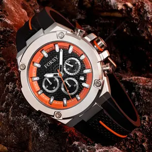 High Quality Silicone Strap Luxury Wrist Custom Logo Chronograph Brand Quartz Men Watch