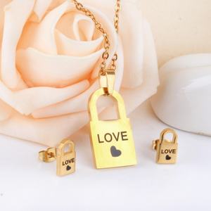 Romantic Lock Key Love Promise 18k Gold Plated Gift Wholesale Stainless Steel <b>Jewelry</b> <b>Set</b> <b>for</b> <b>Women</b> - Product Image 1