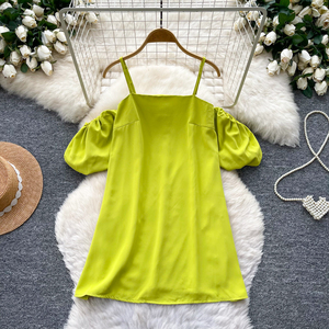 Blouses d'été <span class=keywords><strong>sexy</strong></span> à manches courtes pour femmes, chemises unies à manches bouffantes, hauts <span class=keywords><strong>sexy</strong></span> pour femmes, vêtements pour femmes en gros - Product Image 1