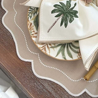 Napperons et serviettes de table en coton et lin brodés à la main, bord festonné, lavables, écologiques, de luxe pour la maison - Vente en gros usine