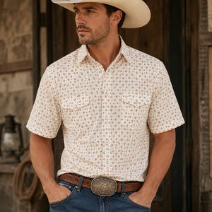 Vêtements occidentaux pour hommes, chemise de cowboy à imprimé floral de luxe sur mesure, boutons perlés, manches longues, marque privée, fabricant OEM ODM - Product Image 2