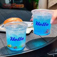 Gobelets en plastique PET jetables à parois droites avec couvercles transparents pour boissons froides, cocktails, thé au lait, soda, café glacé, avec logo personnalisé