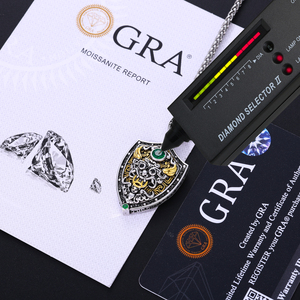 Gioielli di Design, Regalo in Argento Sterling 925 Placcato Oro con Smeraldo e Diamante Moissanite VVS, Pendente Mitologico Cinese con Certificato GRA - Product Image 3