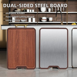 Tabla de cortar de ébano de doble cara de acero inoxidable 304 al por mayor con afilador de cuchillos, bloque de picar doméstico engrosado - Product Image 2