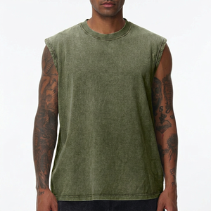 2026 Latest Men's Tank Top Olive Green Sleeveless O-Neck Knitted Tank Top Casual Solid Color Cotton Muscle Shirt Tank Top - Product Image 1