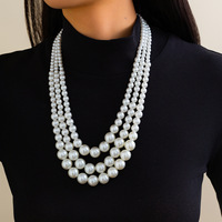 Collier de perles multicouches imitation perle grande taille style européen et américain pour femme, collier de perles rétro à porter autour du cou, bijou fantaisie, cadeau