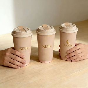ขายส่ง แก้วกาแฟกระดาษแบบใช้แล้วทิ้ง ขนาด 8oz 10oz 12oz 16oz 22oz พร้อมฝาปิด บรรจุภัณฑ์อาหารย่อยสลายได้ พิมพ์โลโก้ตามสั่ง - Product Image 5