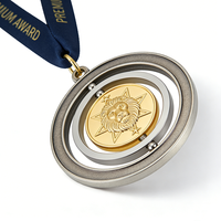 Médaille rotative en alliage de zinc moulé sous pression OEM, médaillon central tournant à 360 degrés pour les événements sportifs et les compétitions