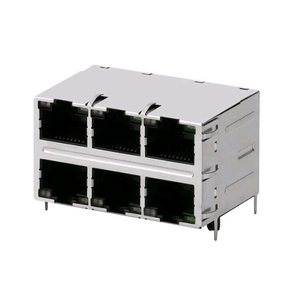 Conector Modular de 2X4 Puertos con Conectores Magnéticos Ethernet RJ-45 0863-2X4R-54-F - Product Image 3