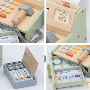 HappyJack <span class=keywords><strong>jeu</strong></span> pour enfants en bois Shopping <span class=keywords><strong>Settlement</strong></span> jouet supermarché caisse enregistreuse distributeur automatique de pièces pour garçons filles Promotion - Product Image 4