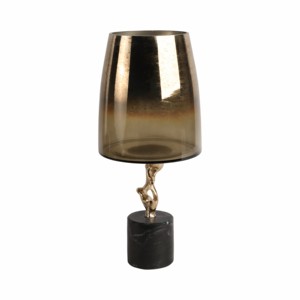 Vaso in vetro conico con base in marmo e supporto in metallo scultoreo per decorazioni per la casa - Product Image 3