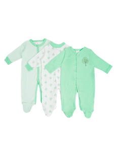 Conjunto de Tres Piezas de Algodón para Bebé, Diseño de Dibujos Animados, Cierre de Botón, Ropa para Gatear, Camiseta Base, <span class=keywords><strong>Pijama</strong></span> con Pies - Product Image 5