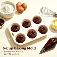 Moule à muffins en silicone de qualité alimentaire 6 cavités, antiadhésif, suspendable, pour la cuisson au four