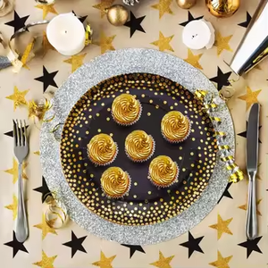 Exceptional Quality 7 Inches Foil Birthdays Cake <b>Plate</b> Modern Black Gold Decor Paper <b>Plate</b> Hot Selling Good Cost Dessert <b>Plate</b> - Product Image 4
