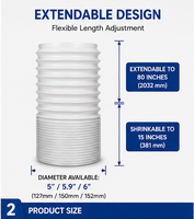 Tuyau d'évacuation flexible en polypropylène haute pression, longueur réglable, durable, pour climatiseur, conduit de ventilation universel pour