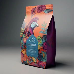 Sac d'emballage pour café en PE à fond plat avec soufflet latéral à déchirure facile et fermeture thermoscellable réutilisable, imprimé en gravure, faible MOQ, type stand-up - Product Image 4