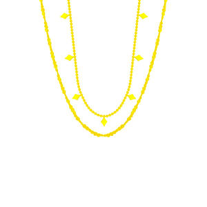 Collana Classica Stile Fiume Stellato, Gioiello Placcato Oro 18k in Acciaio Inossidabile, Doppio Strato <span class=keywords><strong>con</strong></span> Nappine e Perline - Product Image 5