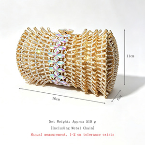Luxury Handmade Women Square Rhinestone Evening <strong>Clutch</strong> <strong>Bag</strong> With Metal Chain <strong>for</strong> <strong>Wedding</strong> Party and Prom - Product Image 6