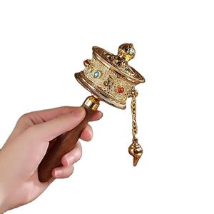 Base para Rueda de Oración Manual, Rueda de Oración Tibetana Budista con Caligrafía y Mantra, Rueda de Oración de Cobre Portátil - Product Image 3