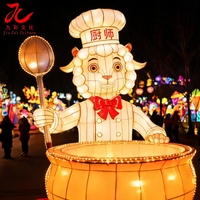Maßgefertigtes Cartoon-Schaf Berufslaternen-Set Zigong LED Seiden-Tierlaterne für Freizeitpark-Nachtshows
