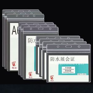 SWA0910 Vertical 100x135mm Waterproof Plastic Transparent <b>Badge</b> <b>Holder</b> 50/Pack for Exhibition/Work/Student/ID Cards - Product Image 1