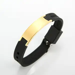 Siliconen Armband Polsbandjes Roestvrij Stalen Armband Horloge Band Sluiting Mode-sieraden Voor Man 720320