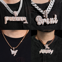 Collier Pendentif Moissanite Personnalisé avec Diamant VVS Moissanite Lettre et Chaîne Iced Out