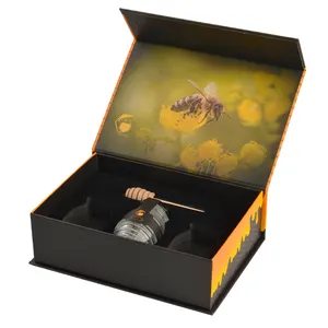 Custom Luxury Royal Hexagonal Honey Jar Comb Bee Paper Gift Honey Packaging Box For Sales