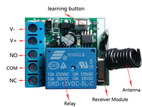 Relais DC12V 10A 1 canal, interrupteur de contrôle RF sans fil 433 MHz 315 MHz à code d'apprentissage pour maison intelligente et usage universel avec portée de 50-100 m