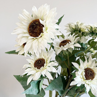 Promo! 3 Tangkai Bunga Sunflower Daisy Kain Artificial Grosir Batang Bunga Dekorasi Ruang Tamu Buket Pernikahan Dekorasi Rumah