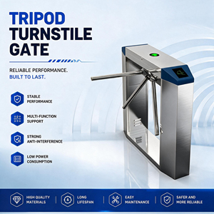 Portillon pivotant trépied avec reconnaissance faciale, carte RFID, acier inoxydable, IP54, anti-collision et anti-écrêtage pour gymnases et supermarchés - Product Image 1