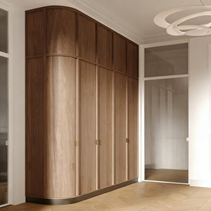 Mid Century Modern <b>Wardrobe</b> with Bone Line Carved Doors, Vintage Bedroom <b>Storage</b> Cabinet, Retro Armoire Itchen-abinets Ardrobe - Product Image 5