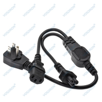 2 in 1 Flat Nema 5-15P Plug to IEC 320 C13 C5 Y Splitter Power Cord/Cable Environ 50CM